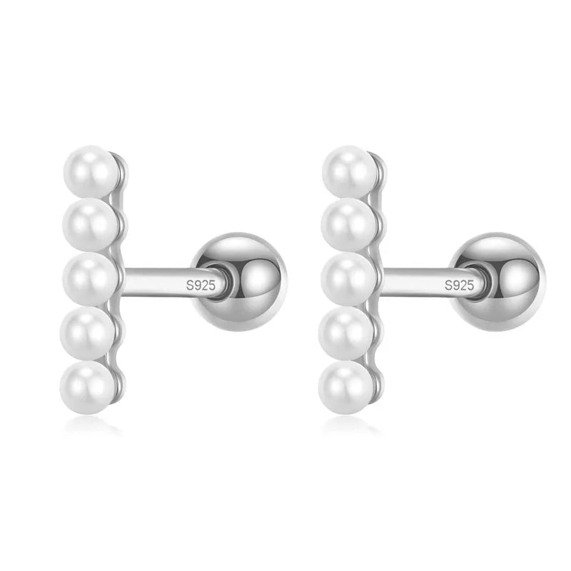 Aretes Perla con Barra o en V