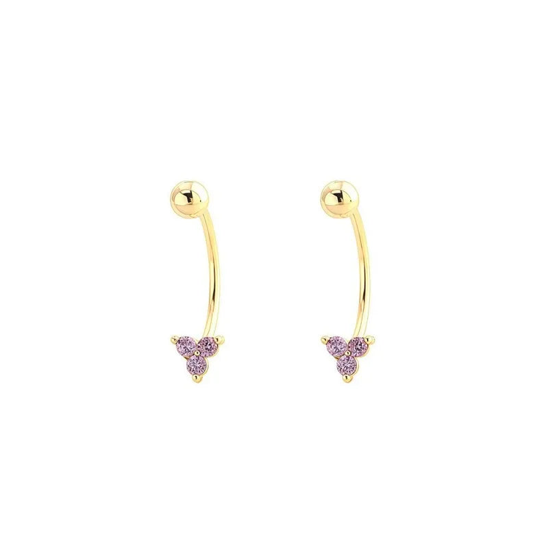 Aretes en C con Tréboles de Zirconia