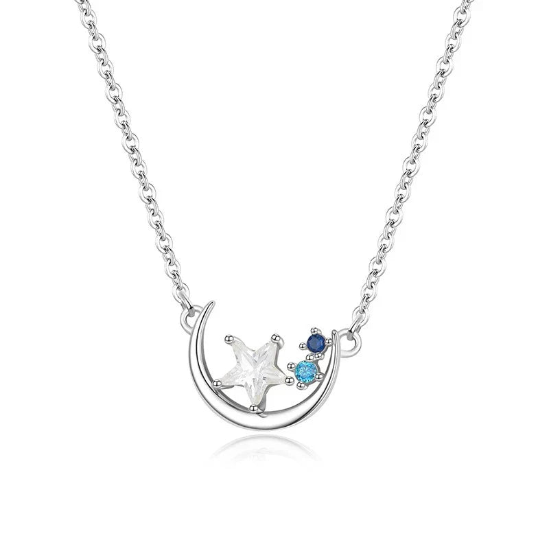 Collar Luna y Estrella con Zirconias de Colores