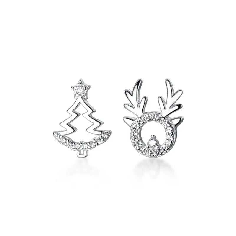 Aretes Asimétricos Reno y Árbol de Navidad