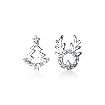 Aretes Asimétricos Reno y Árbol de Navidad