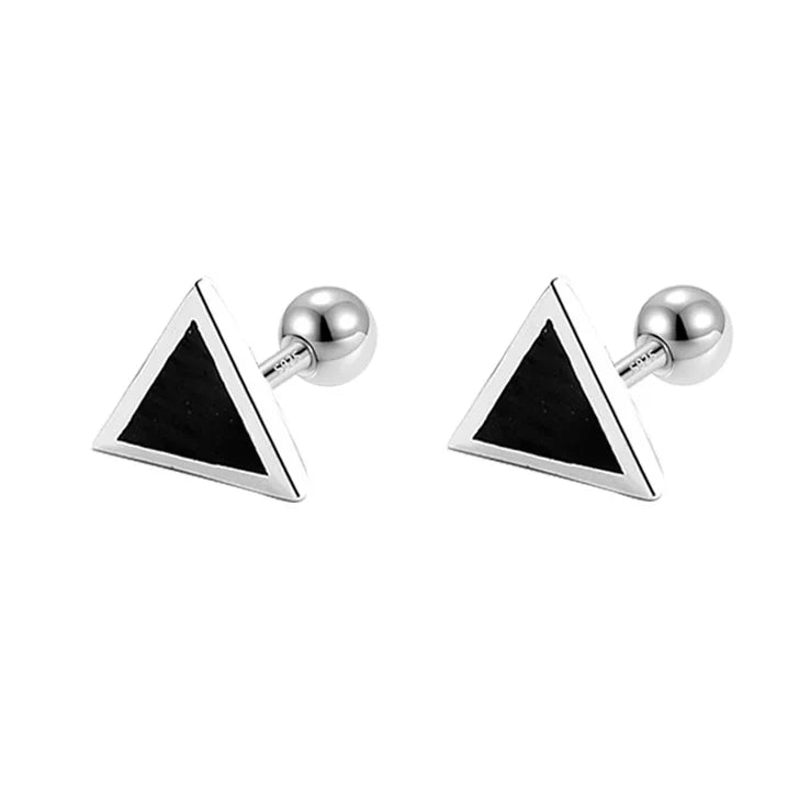 Aretes Geométricos con Esmalte Negro