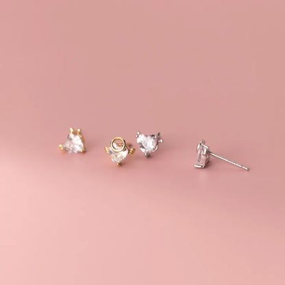 Aretes Corazón Asimétricos con Zirconias