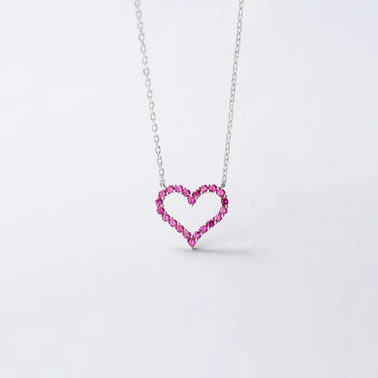 Collar Corazón con Zirconia Rosa
