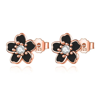 Aretes Flores en Blanco, Rosa o Negro
