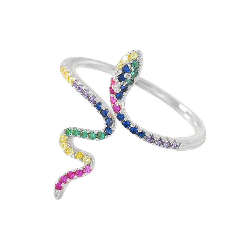 Anillo Serpiente con Zirconias de Color