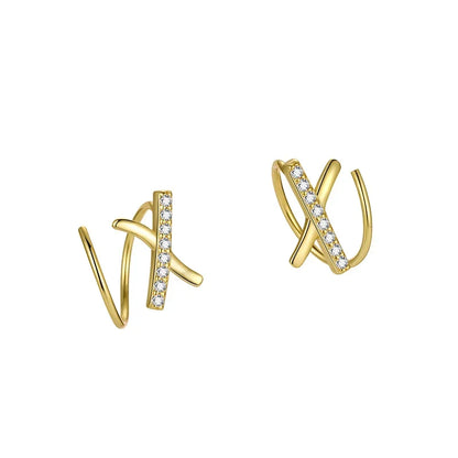 Aretes Cruz en X con Zirconias