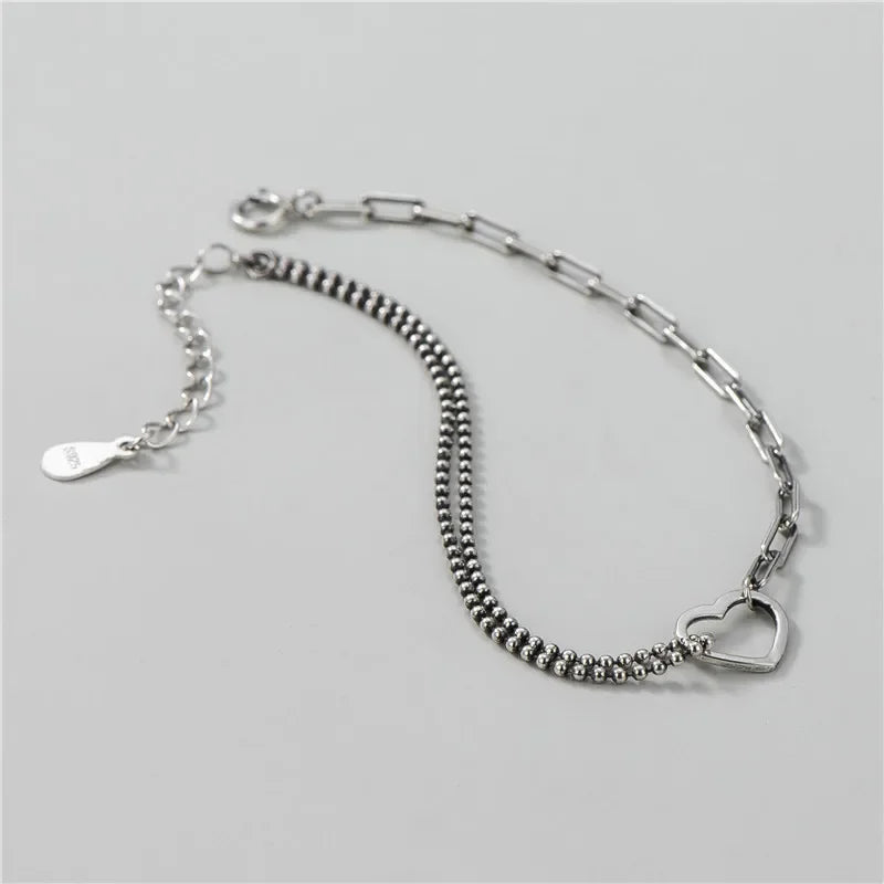 Pulsera Cadena con Corazones y Bolitas