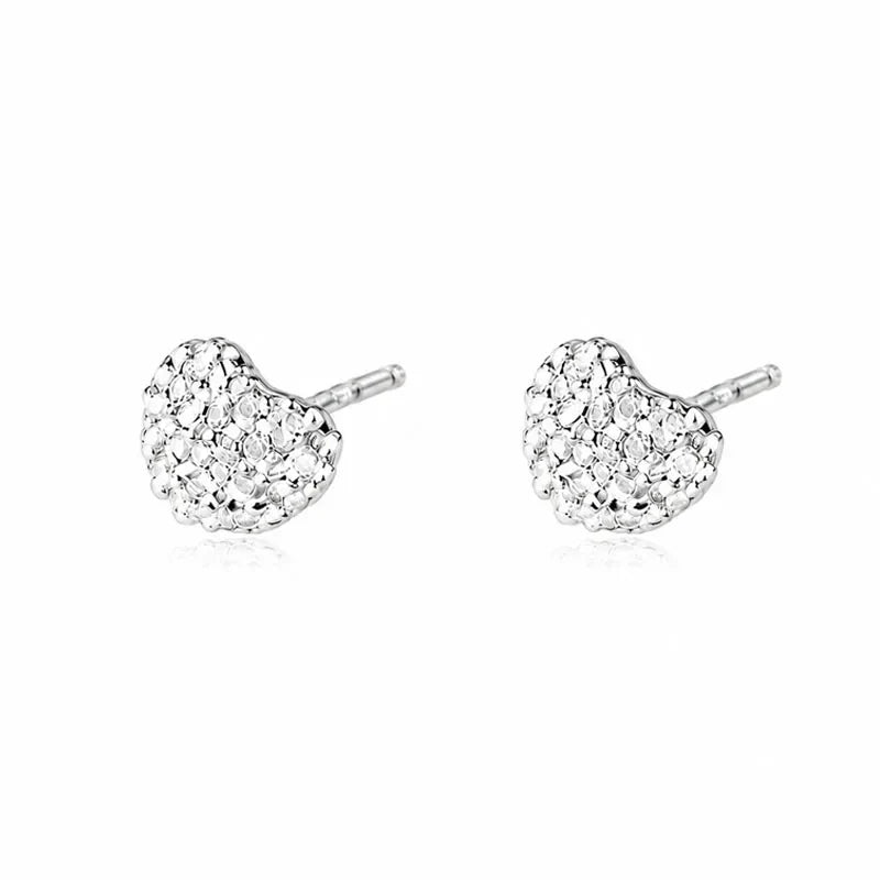 Aretes Corazón de Zirconia Plateados