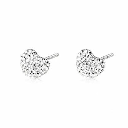Aretes Corazón de Zirconia Plateados