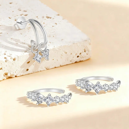 Arete de Clip Luna y Estrella con Zirconias