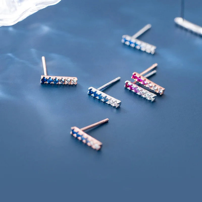 Aretes Barrita con Zirconias de Color