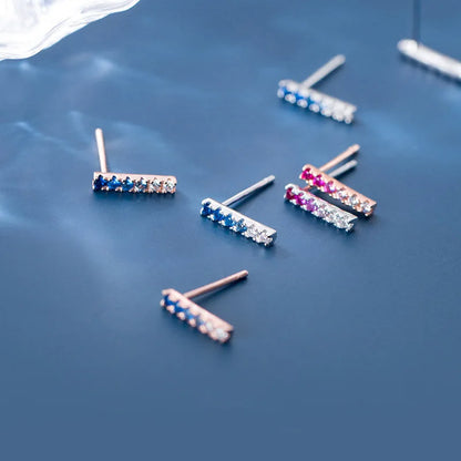 Aretes Barrita con Zirconias de Color