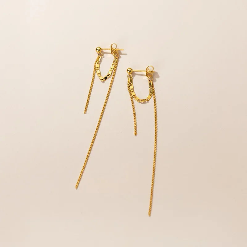 Aretes Largos Doble Cadena