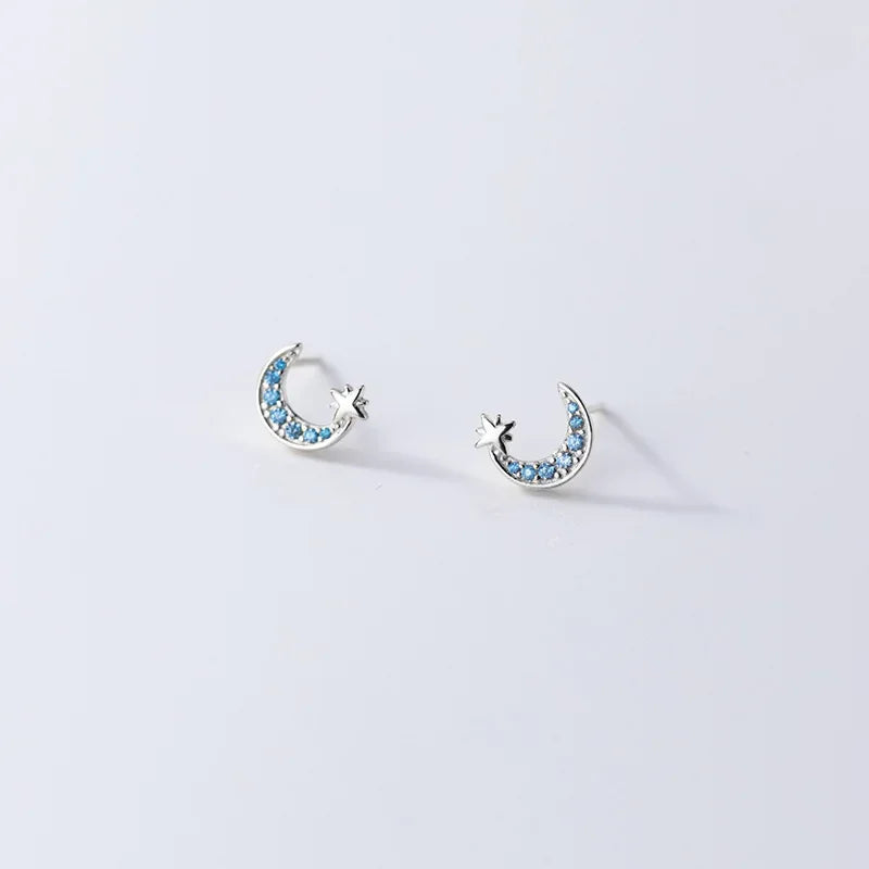 Aretes Luna y Estrella Brillantes