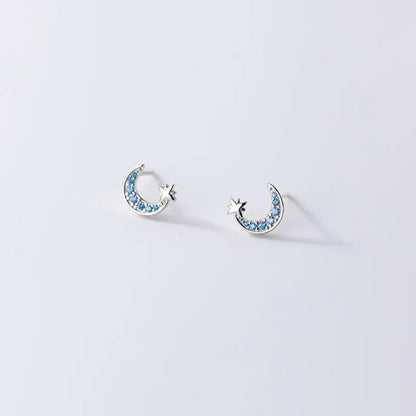 Aretes Luna y Estrella Brillantes