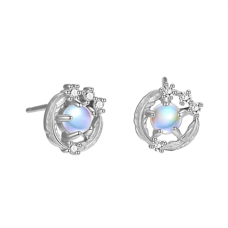 Aretes Pluma con Piedra Luna
