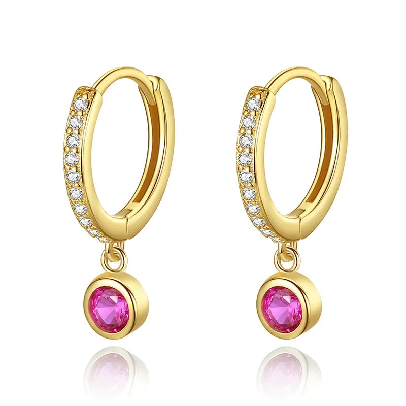 Arracadas con Dije Redondo de Color