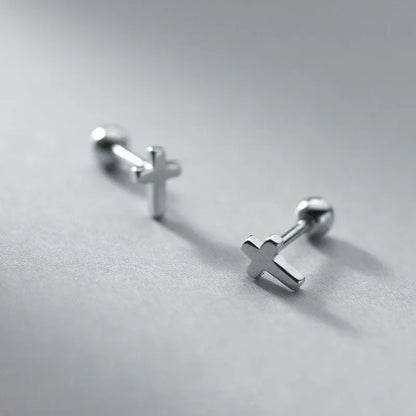 Aretes Mini Cruz con Cierre de Rosca