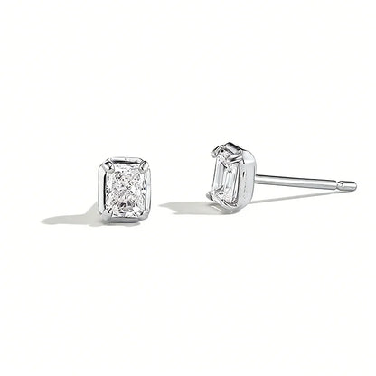 Aretes Botón Zirconia Cuadrada