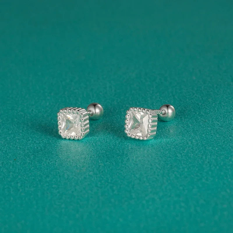 Aretes Cuadrados de Zirconia de Color