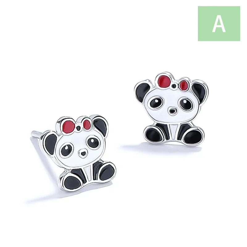 Aretes Esmaltados Pastelito, Panda y Libélula