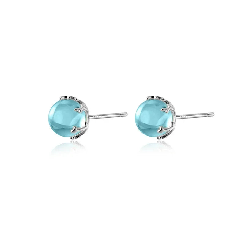 Aretes Cristal Azul Redondo