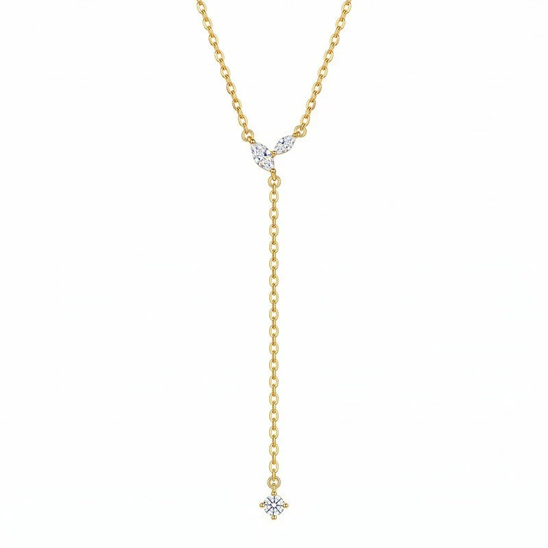 Collar en Y con Flecos y Zirconias