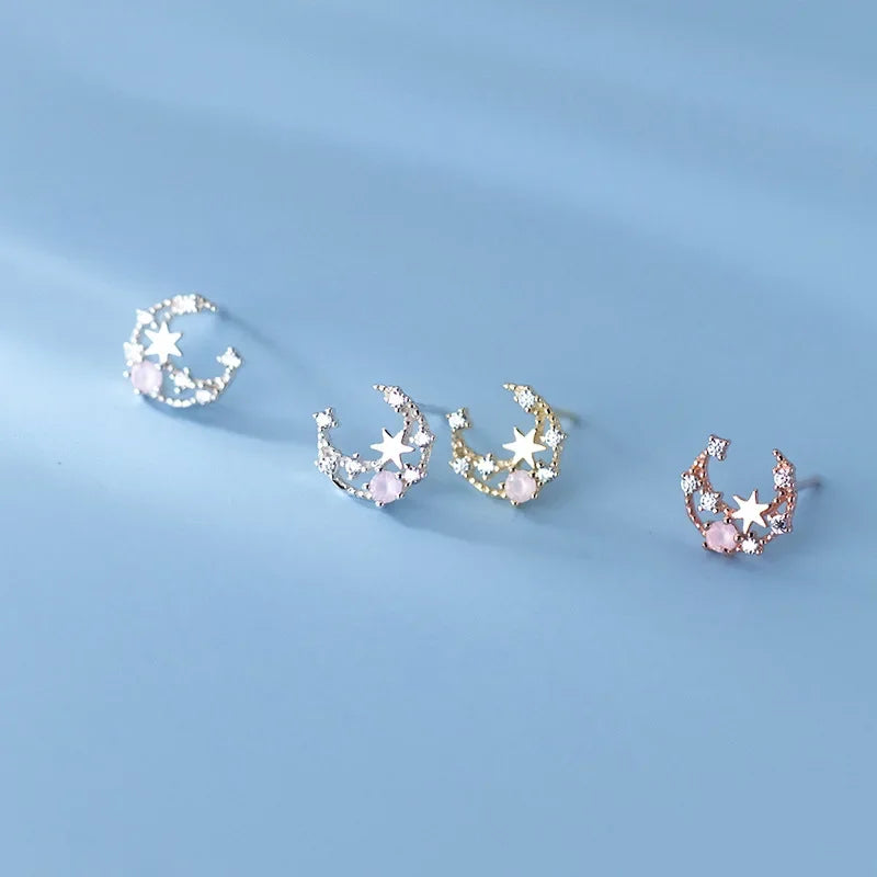 Aretes Luna y Estrella Brillantes