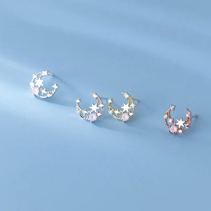 Aretes Luna y Estrella Brillantes