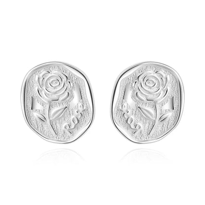 Aretes Flor de Rosa Clásica con Rosca