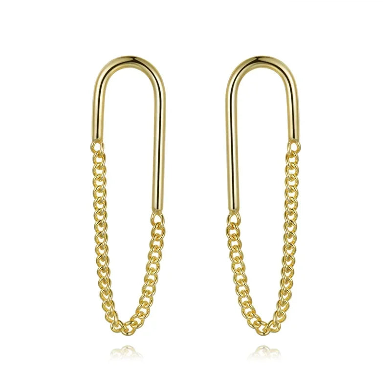 Aretes con Cadena de Eslabones Ovalados