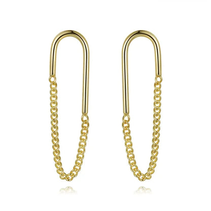 Aretes con Cadena de Eslabones Ovalados