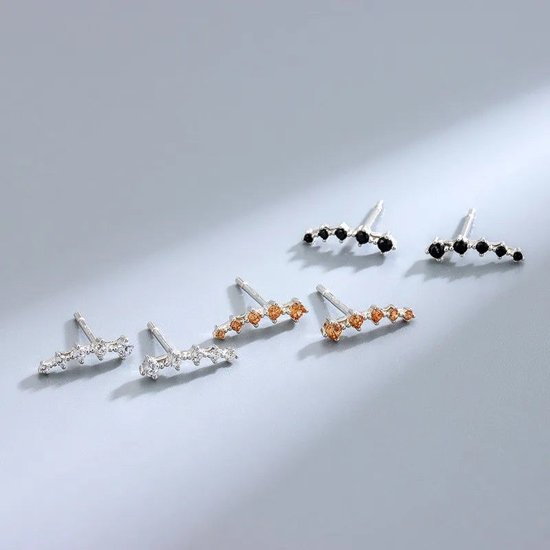 Aretes Curvos con Zirconias de Color