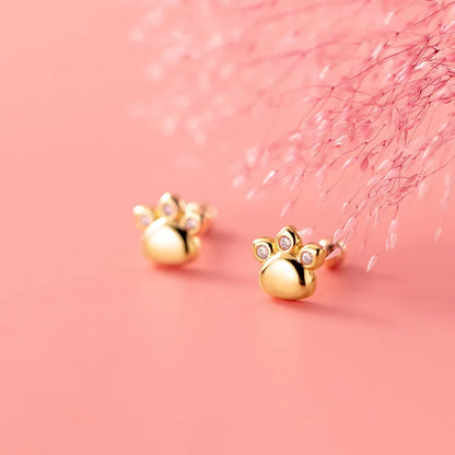 Aretes Huellita de Gato con Zirconias