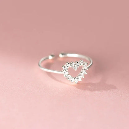 Anillo Abierto Corazón con Zirconias