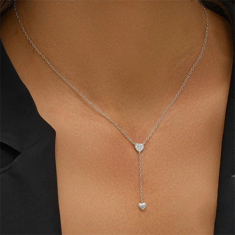 Collar en Y Corazón con Flecos