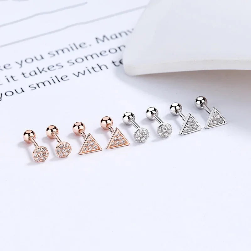 Aretes Triángulo o Círculo con Zirconia