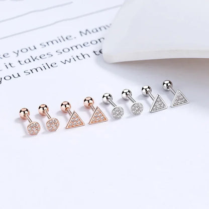 Aretes Triángulo o Círculo con Zirconia