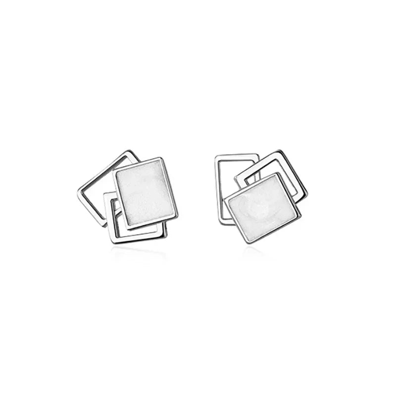 Aretes Cuadrado Calado Esmaltado