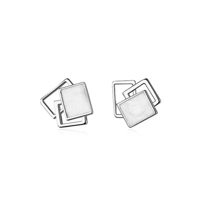 Aretes Cuadrado Calado Esmaltado
