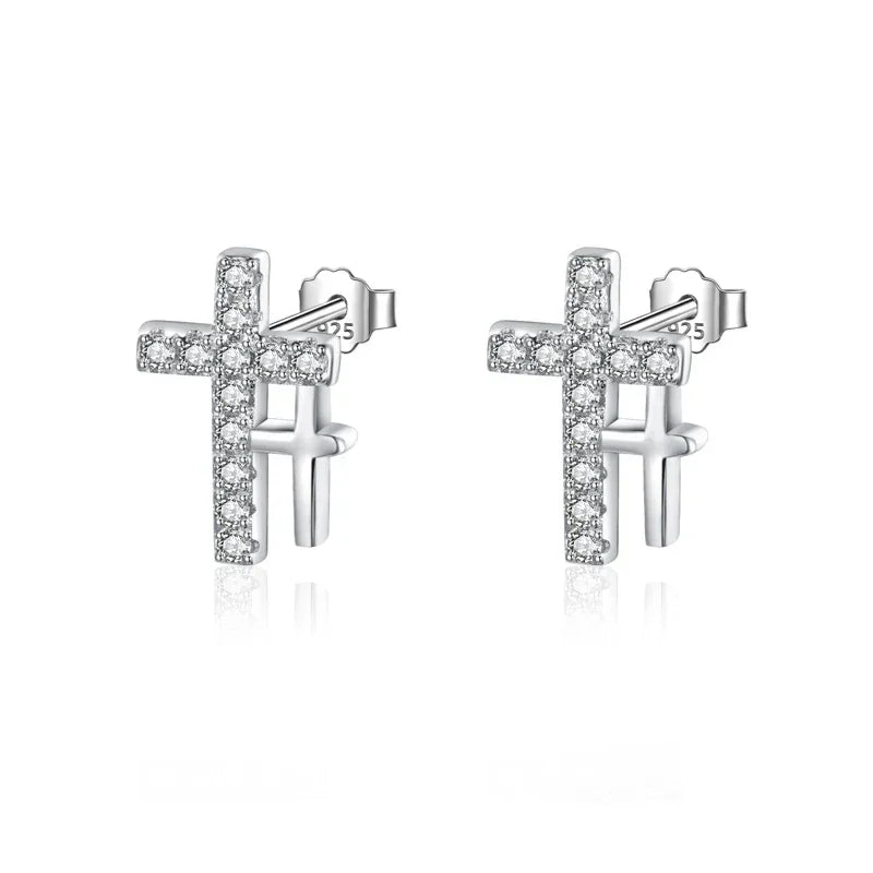 Aretes Cruz Deslumbrante en Cuatro Colores