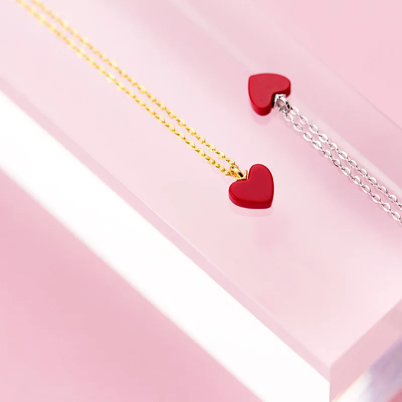 Collar Corazón de Piedra Roja