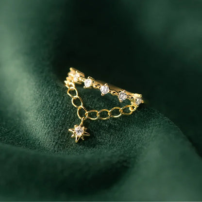 Anillo Doble Cadena con Zirconias