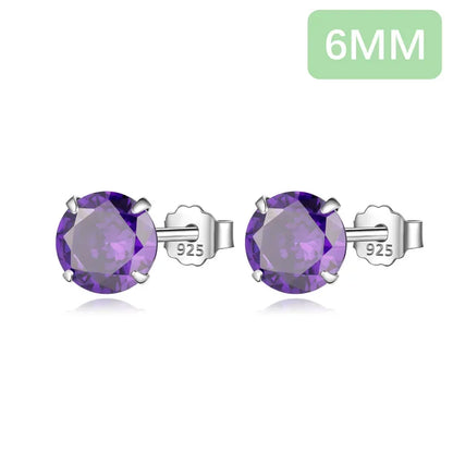 Aretes Solitario de Zirconia Morada