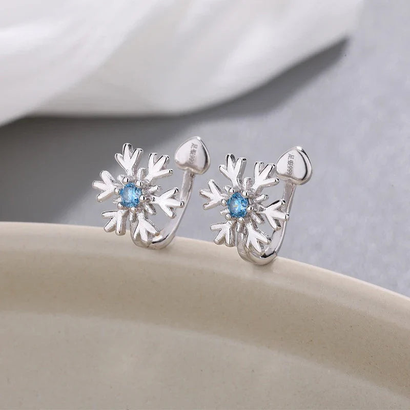 Aretes de Clip Copo de Nieve con Zirconias