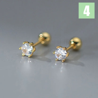 Aretes Clásicos con Zirconia Blanca