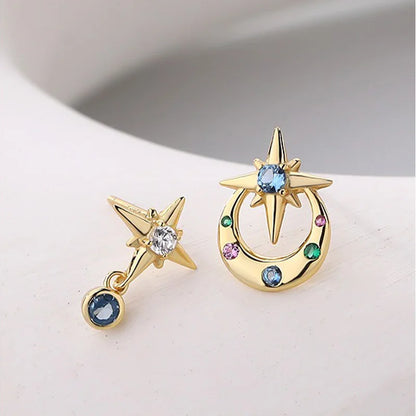 Aretes Estrella de Ocho Puntas Multicolor