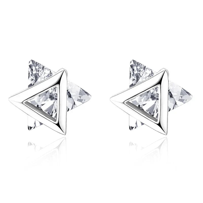 Aretes Triángulo con Zirconia Blanca o Negra