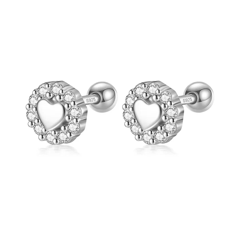 Aretes Corazón Romántico con Cierre de Rosca